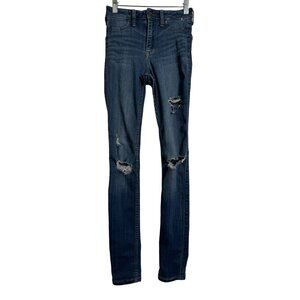 Holister Distress skinny Jean High Rise Size 00R / w23-L28 Med Wash NWOT